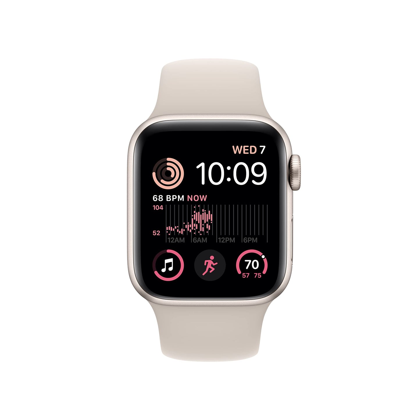 Apple Watch SE (2nd Gen) (GPS + Cellular, 40mm) - Starlight Aluminum Case with Starlight Sport Band, M/L - MNTL3LL/A