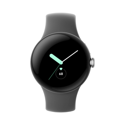 Google Pixel Watch (Wi-Fi) 41mm Silver Stainless Steel w/Charcoal Active Band - GA03305-US