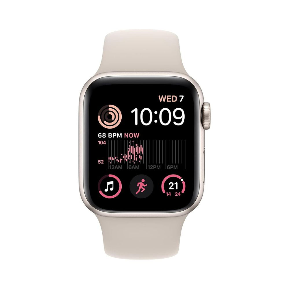 Apple Watch SE 2nd Gen (GPS) 40mm Aluminum S/M Starlight Sport Band - MNT33LL/A