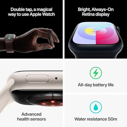 Apple Watch Series 9 (GPS + Cellular) 45mm Starlight Al w/ Starlight Sport Band - S/M - MRM83LL/A