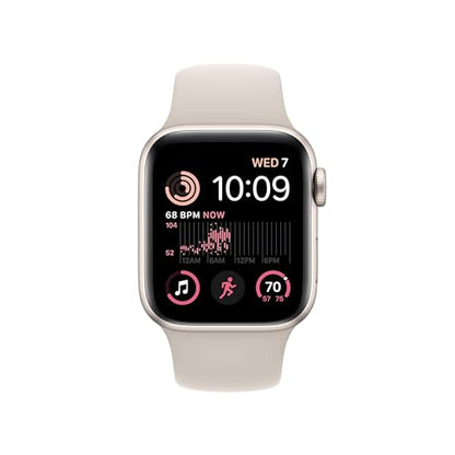 Apple Watch SE 2nd Generation (GPS) 40mm Starlight Aluminum Case with Starlight Sport Band - S/M - MR9U3LL/A