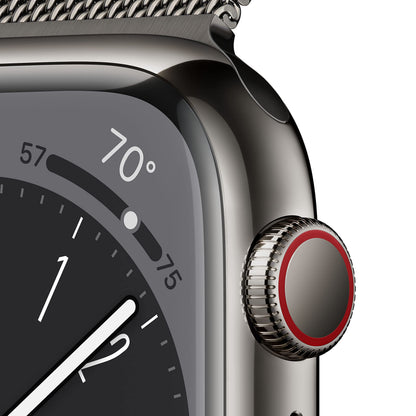 Apple Watch Series 8 [GPS + Cellular, 45mm] - Graphite Stainless Steel with Graphite Milanese Loop, One Size - MNKW3LL/A