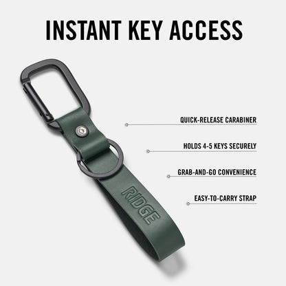 Everyday Keychain - Hunter Green Leather