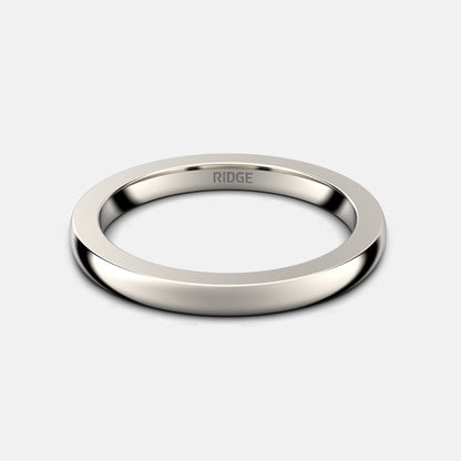Ridge 2mm Rounded Ring Set - 14K White Gold