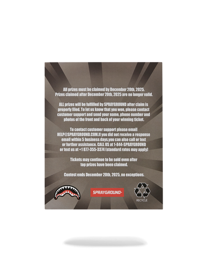 SPRAYGROUND SCRATCH OFF PLAYING CARD - WIN A BACKPACK, MONEYBEAR OR LUGGAGE!